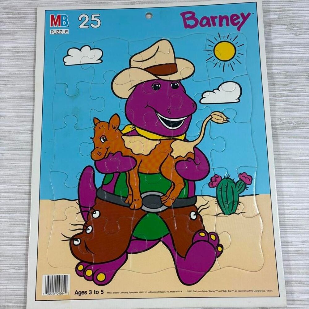 VTG 90s BARNEY Rodeo puzzle by milton bradley excellent condition